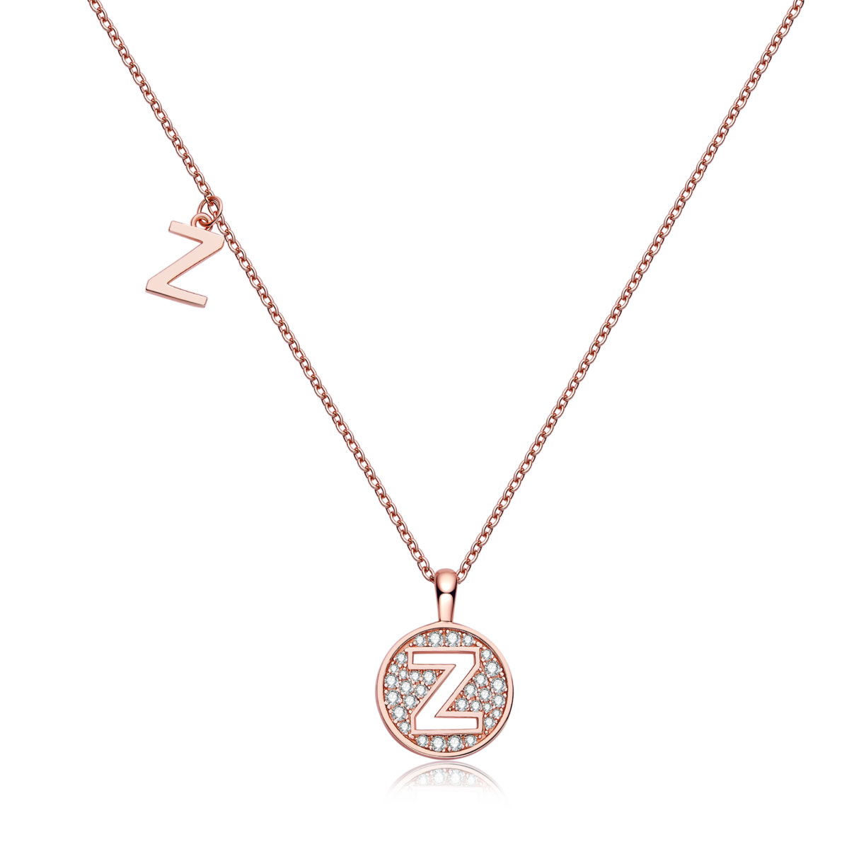 Z pendant S925 silver plated rose gold Moissanite light luxury letter necklace